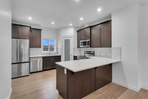 9 Redstone Common Ne, Calgary, AB - Indoor Photo Showing Kitchen With Stainless Steel Kitchen With Upgraded Kitchen