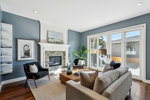 2035 29 Avenue Sw, Calgary, AB - Indoor Photo Showing Living Room With Fireplace