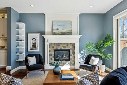 2035 29 Avenue Sw, Calgary, AB - Indoor Photo Showing Living Room With Fireplace