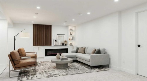 10327 Wapiti Drive Se, Calgary, AB - Indoor Photo Showing Living Room With Fireplace