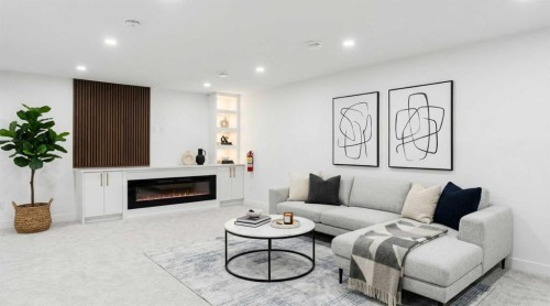 10327 Wapiti Drive Se, Calgary, AB - Indoor Photo Showing Living Room With Fireplace