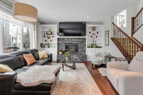 68 Westland Crescent Sw, Calgary, AB - Indoor Photo Showing Living Room With Fireplace