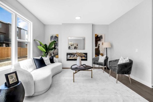 55 Amblehurst Link Nw, Calgary, AB - Indoor With Fireplace