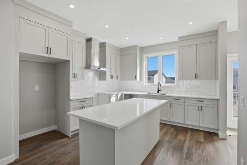 229 Bridgeport Gate, Chestermere, AB - Indoor Photo Showing Kitchen With Upgraded Kitchen