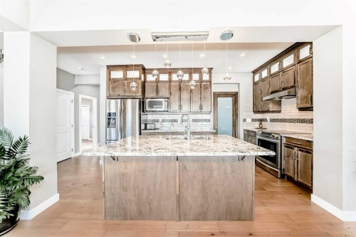 201 Aspenmere Way, Chestermere, AB - Indoor Photo Showing Kitchen With Stainless Steel Kitchen With Upgraded Kitchen