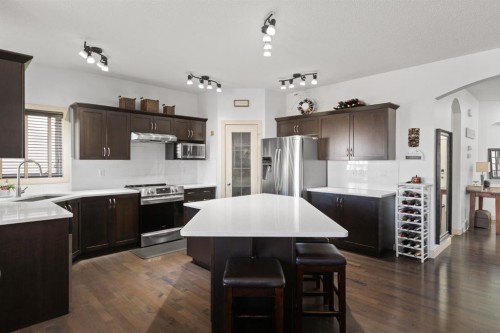 125 Seagreen Manor, Chestermere, AB - Indoor Photo Showing Kitchen With Stainless Steel Kitchen With Upgraded Kitchen
