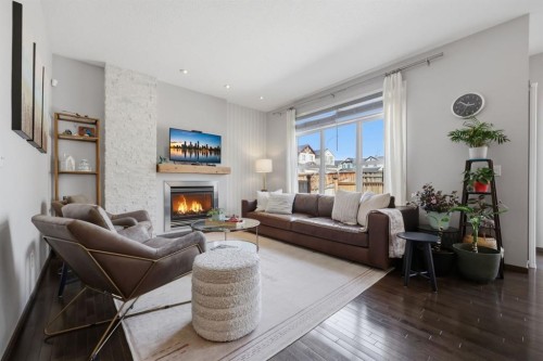 112 Evanston View Nw, Calgary, AB - Indoor Photo Showing Living Room With Fireplace