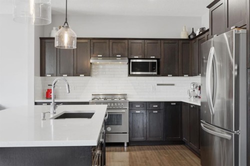 112 Evanston View Nw, Calgary, AB - Indoor Photo Showing Kitchen With Stainless Steel Kitchen With Upgraded Kitchen