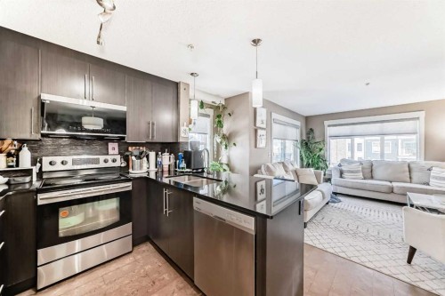 3301-155 Skyview Ranch Way Ne, Calgary, AB - Indoor Photo Showing Kitchen With Stainless Steel Kitchen With Double Sink With Upgraded Kitchen