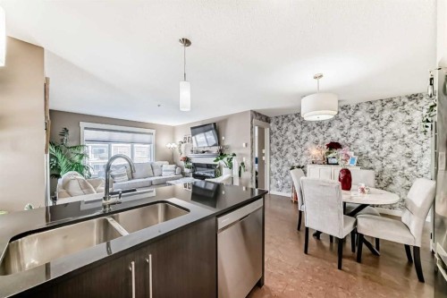 3301-155 Skyview Ranch Way Ne, Calgary, AB - Indoor Photo Showing Kitchen With Double Sink
