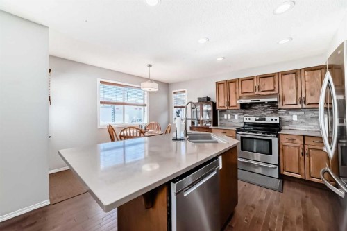 377 Cimarron Boulevard, Okotoks, AB - Indoor Photo Showing Kitchen With Double Sink