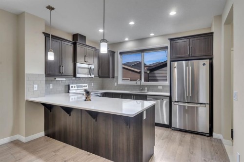 289 Cornerstone Passage Ne, Calgary, AB - Indoor Photo Showing Kitchen With Upgraded Kitchen