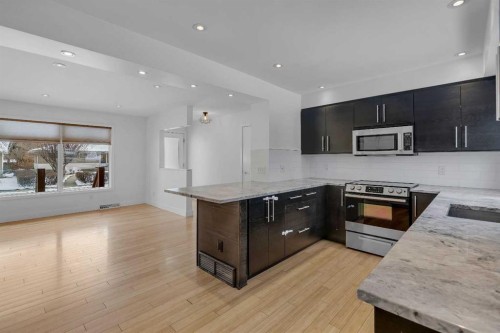 113 Langton Drive Sw, Calgary, AB - Indoor Photo Showing Kitchen With Stainless Steel Kitchen With Upgraded Kitchen