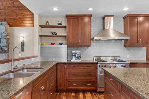 16 Blue Grouse Ridge, Canmore, AB - Indoor Photo Showing Kitchen With Double Sink