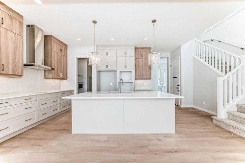 203 Langwell Common Se, Airdrie, AB - Indoor Photo Showing Kitchen With Upgraded Kitchen