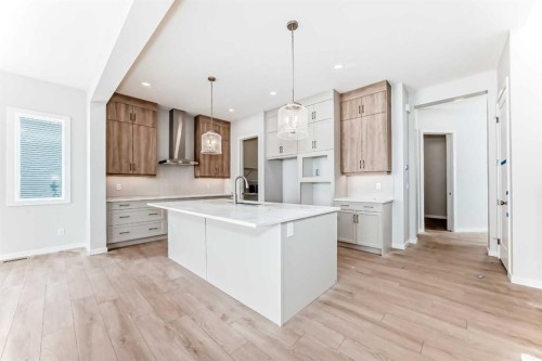 203 Langwell Common Se, Airdrie, AB - Indoor Photo Showing Kitchen With Upgraded Kitchen