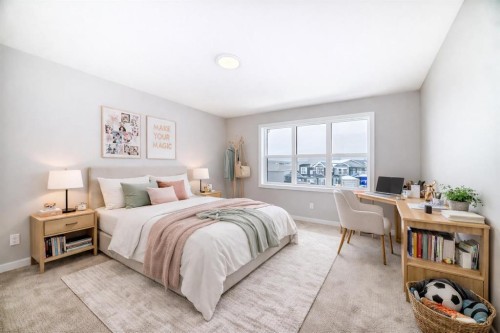 203 Langwell Common Se, Airdrie, AB - Indoor Photo Showing Bedroom