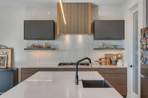 351 Lucas Way Nw, Calgary, AB - Indoor Photo Showing Kitchen With Upgraded Kitchen