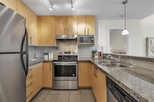 409-1000 Centre Avenue Ne, Calgary, AB - Indoor Photo Showing Kitchen With Stainless Steel Kitchen With Double Sink