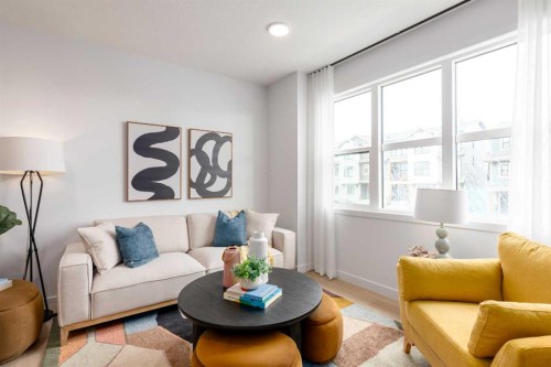 78 Heirloom Passage Se, Calgary, AB - Indoor Photo Showing Living Room