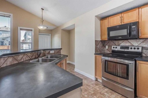 211 Saddlebrook Way Ne, Calgary, AB - Indoor Photo Showing Kitchen With Double Sink