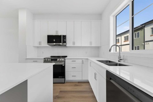 32 Red Embers Plaza Ne, Calgary, AB - Indoor Photo Showing Kitchen With Double Sink