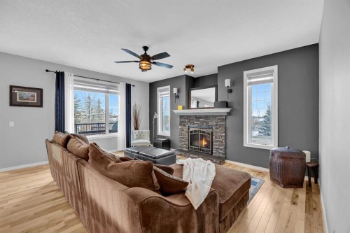114 Morningside Circle Sw, Airdrie, AB - Indoor Photo Showing Living Room With Fireplace