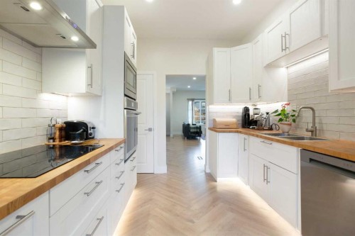 1032 18 Avenue Se, Calgary, AB - Indoor Photo Showing Kitchen With Double Sink