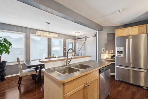 27 Everstone Way Sw, Calgary, AB - Indoor Photo Showing Kitchen With Double Sink