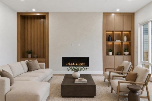209 Windermere Road Sw, Calgary, AB - Indoor Photo Showing Living Room With Fireplace
