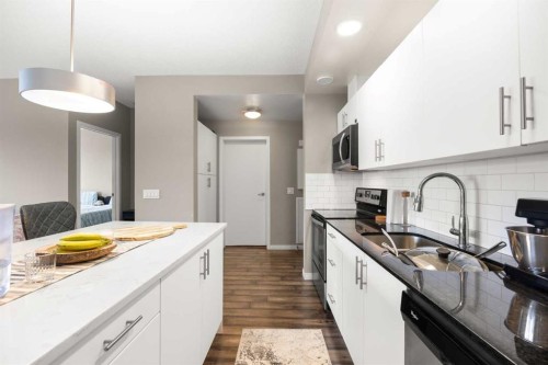208-4818 Varsity Drive Nw, Calgary, AB - Indoor Photo Showing Kitchen With Double Sink With Upgraded Kitchen