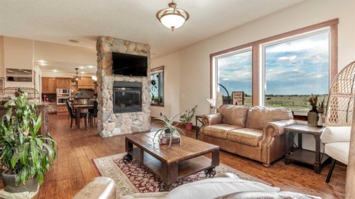 3100 Range Road 254, Strathmore, AB - Indoor Photo Showing Living Room With Fireplace