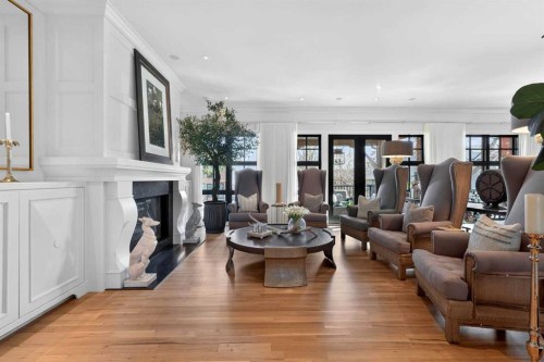 4215 16A Street Sw, Calgary, AB - Indoor Photo Showing Living Room With Fireplace