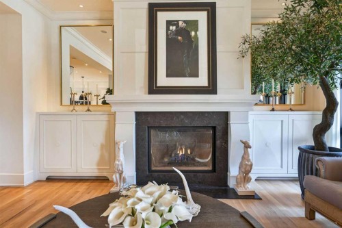 4215 16A Street Sw, Calgary, AB - Indoor Photo Showing Living Room With Fireplace