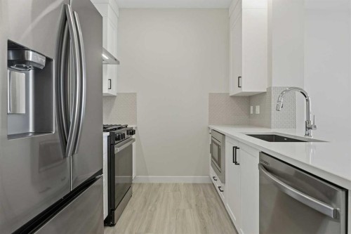 1047 Bayview Crescent, Airdrie, AB - Indoor Photo Showing Kitchen With Stainless Steel Kitchen With Upgraded Kitchen