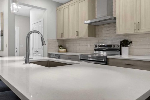 321 Magnolia Way Se, Calgary, AB - Indoor Photo Showing Kitchen With Upgraded Kitchen