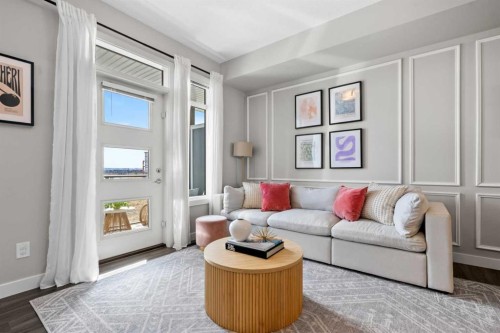 126 Seton Passage Se, Calgary, AB - Indoor Photo Showing Living Room