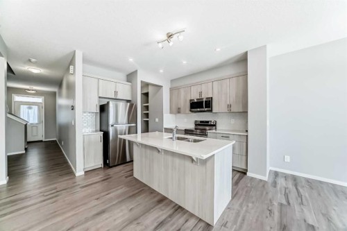 224 Carringham Way Nw, Calgary, AB - Indoor Photo Showing Kitchen With Stainless Steel Kitchen With Double Sink With Upgraded Kitchen