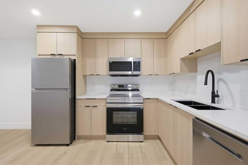 2105 7 Street Ne, Calgary, AB - Indoor Photo Showing Kitchen With Stainless Steel Kitchen With Double Sink
