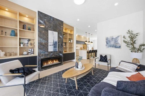 2105 7 Street Ne, Calgary, AB - Indoor Photo Showing Other Room With Fireplace