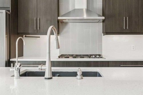 120 Aspen Dale Way Sw, Calgary, AB - Indoor Photo Showing Kitchen With Double Sink With Upgraded Kitchen