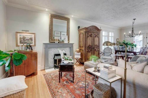 1712 25 Street Sw, Calgary, AB - Indoor Photo Showing Living Room With Fireplace