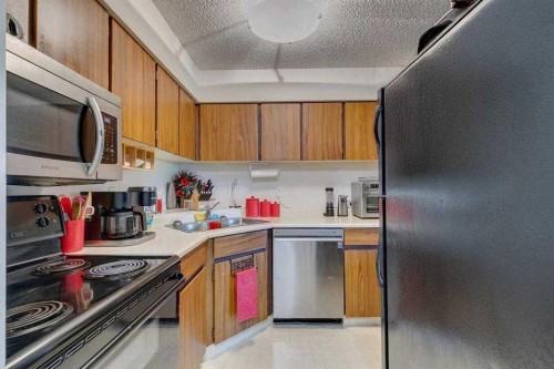 308-8403 Fairmount Drive Se, Calgary, AB - Indoor Photo Showing Kitchen With Double Sink