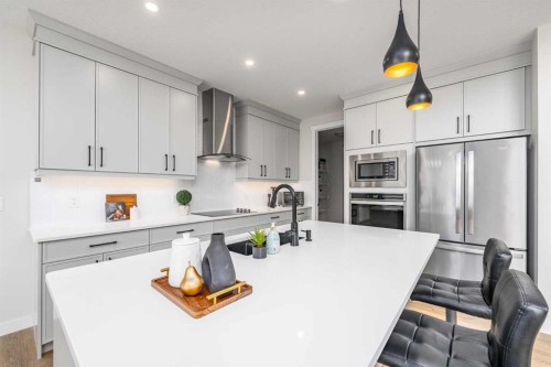 122 Ambleside Heath Nw, Calgary, AB - Indoor Photo Showing Kitchen With Upgraded Kitchen