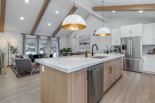 168 Oakside Circle, Calgary, AB - Indoor Photo Showing Kitchen With Double Sink With Upgraded Kitchen