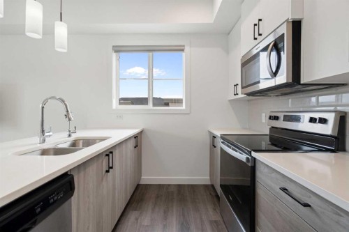 122 Spring Creek Common Sw, Calgary, AB - Indoor Photo Showing Kitchen With Double Sink