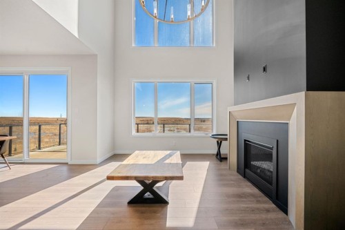 66 Savoy Landing Se, Calgary, AB - Indoor Photo Showing Living Room With Fireplace