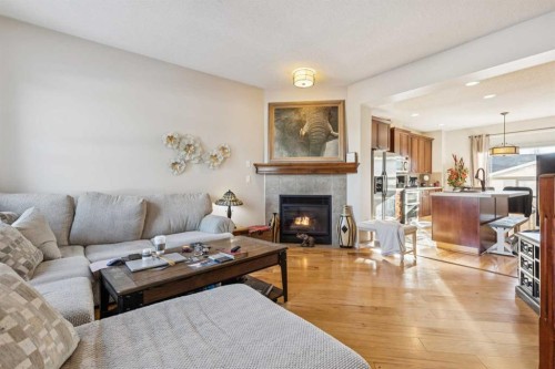 15008 Prestwick Boulevard Se, Calgary, AB - Indoor Photo Showing Living Room With Fireplace