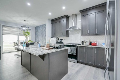 673 Corner Meadows Way Ne, Calgary, AB - Indoor Photo Showing Kitchen With Upgraded Kitchen