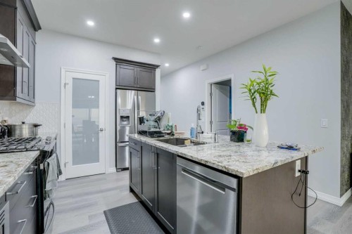 673 Corner Meadows Way Ne, Calgary, AB - Indoor Photo Showing Kitchen With Stainless Steel Kitchen With Upgraded Kitchen